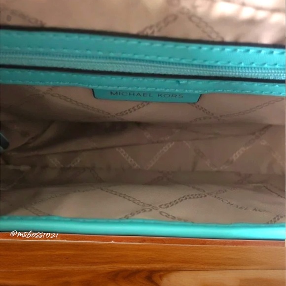 Michael Kors Ombré Center Stripe Crossbody + Passport Wallet in Ocean Blue Multi - Picture 13 of 15